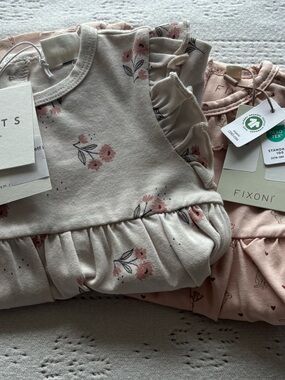 Organic Cotton Baby Girl Dress Set 3–6M | NWT | Bundle
